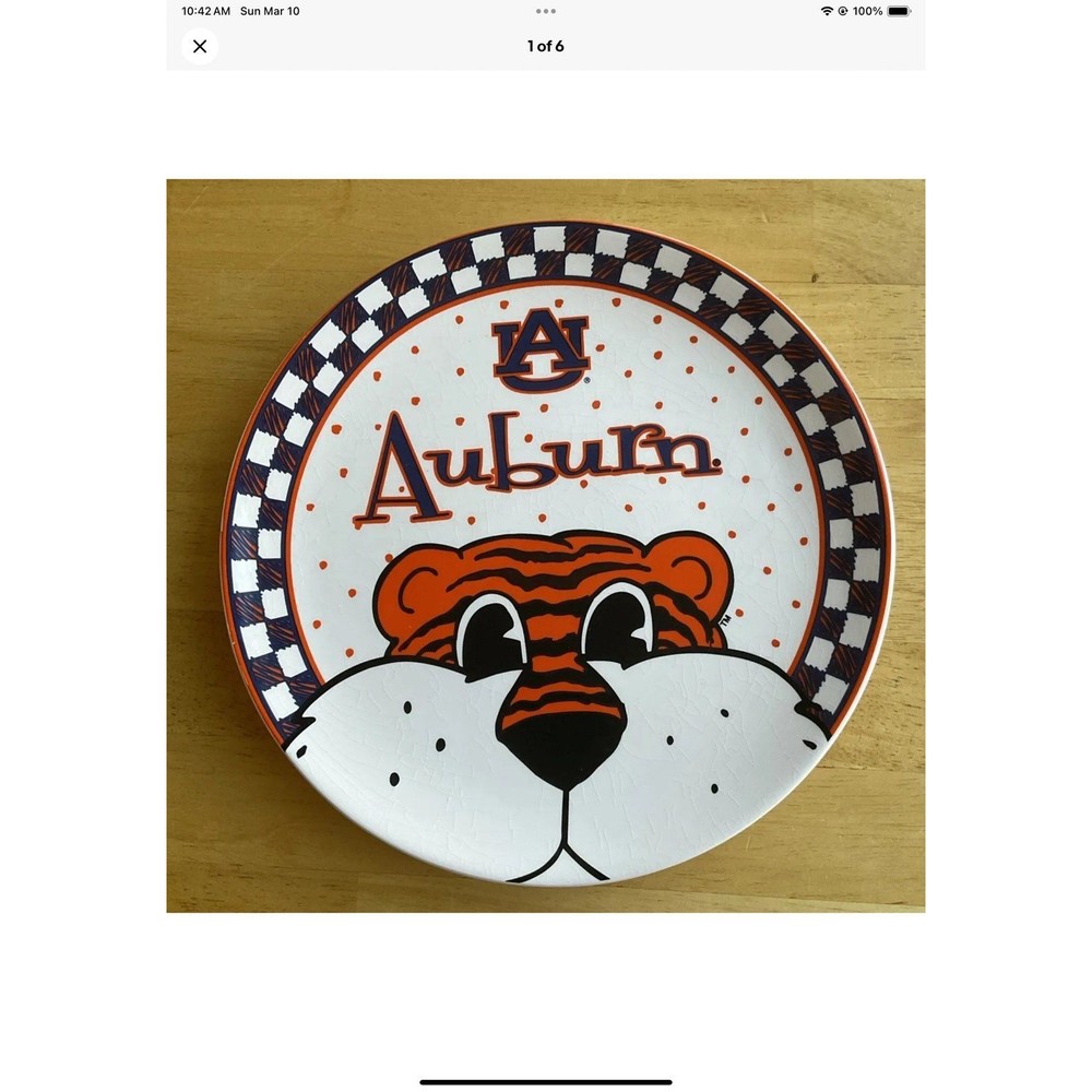 The Memory Company Auburn Tigers -Tiger Logo Ceramic 10.5” Serving Plate *Read